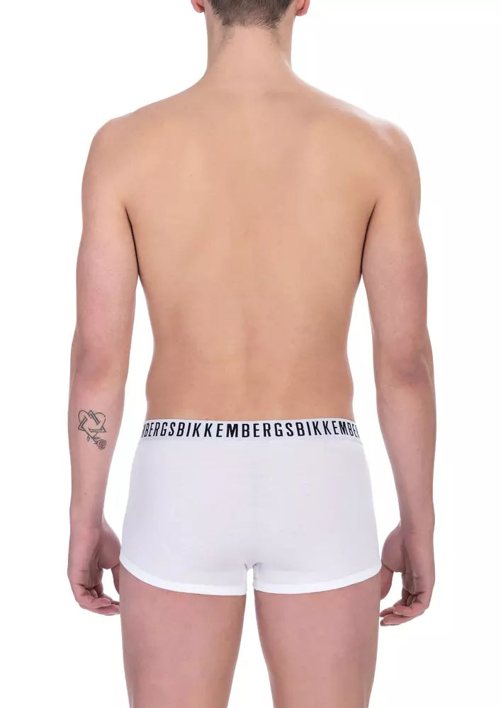 Bikkembergs White Cotton Men's Trunk Underwear Twin Pack